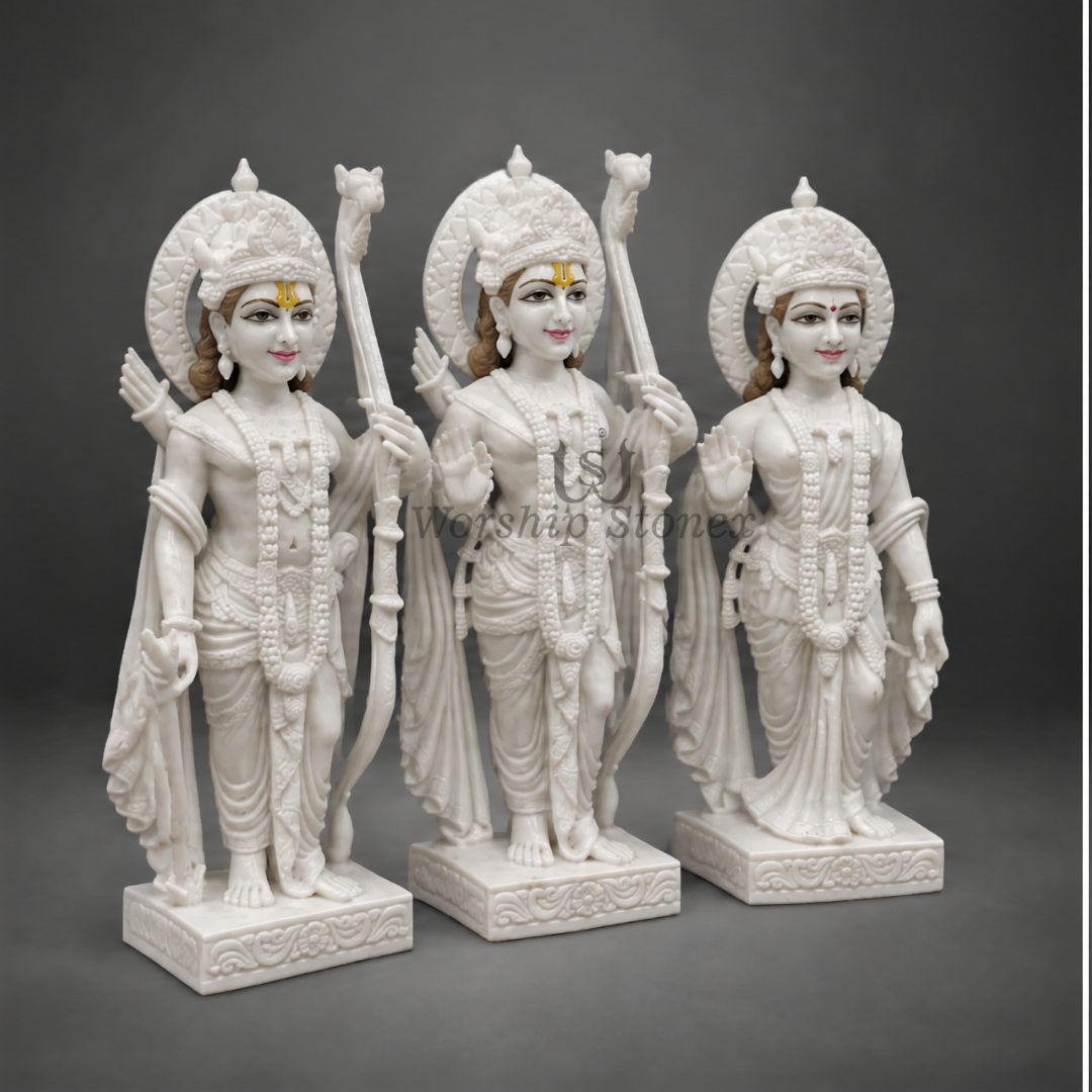 Traditional Rajasthani Carved Marble Ram Darbar Statue | Handcrafted Idol