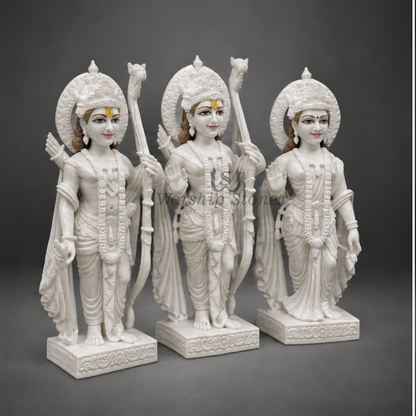 Traditional Rajasthani Carved Marble Ram Darbar Statue | Handcrafted Idol