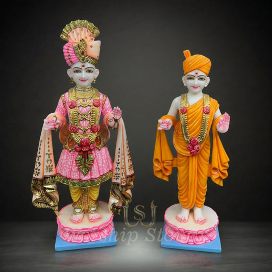 24 Inch Marble Swaminarayan & Harikrishna Maharaj Idol Pair