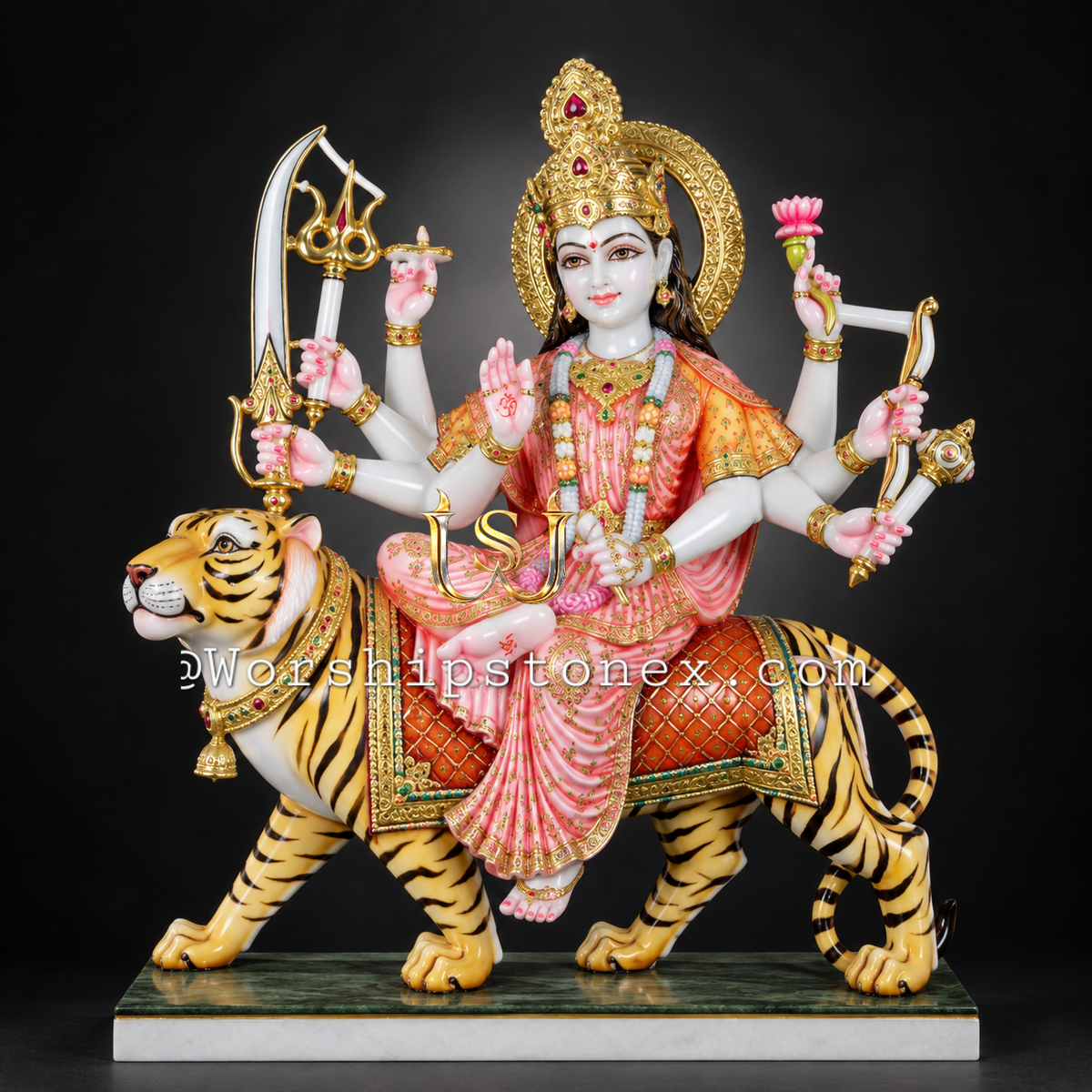 2 Feet Durga Mata Marble Statue | Makrana Marble Durga Maa Murti for Home & Temple
