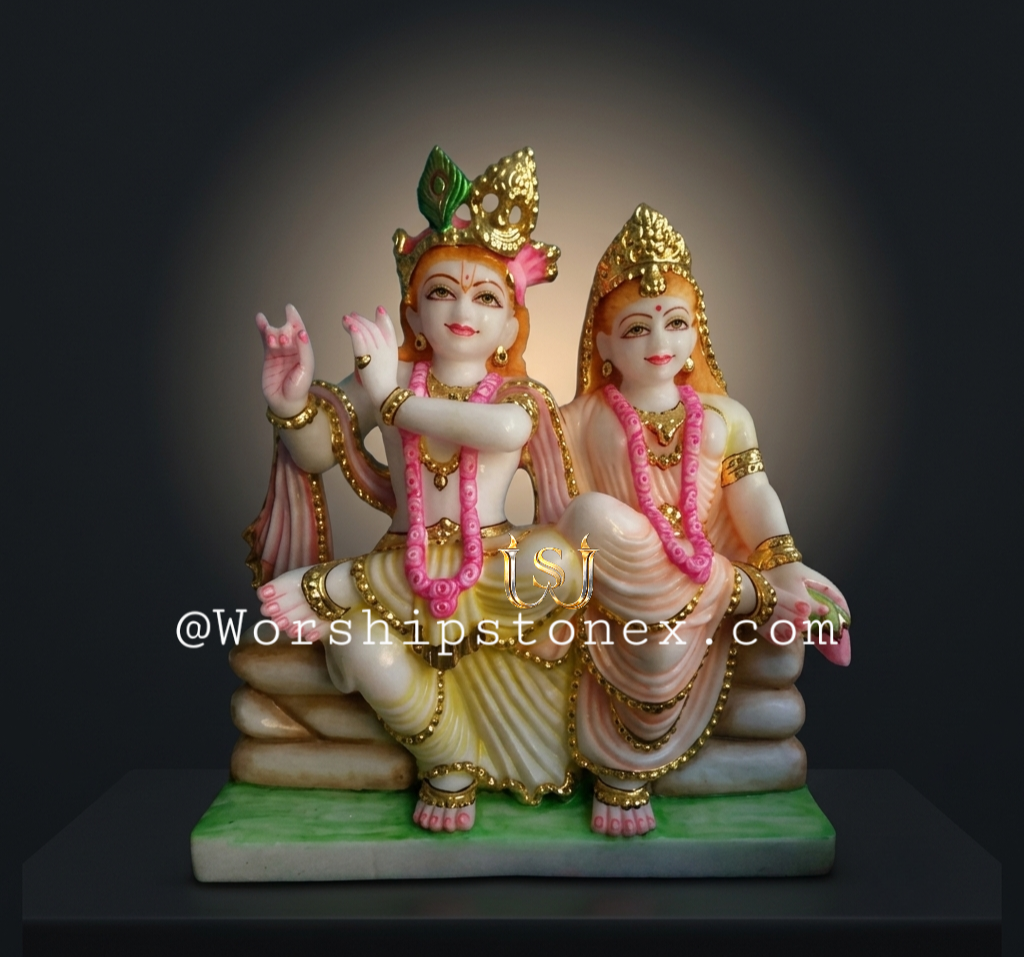Vietnam Marble Radha Krishna Murti 18 inch