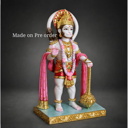 Makrana Marble Hanuman Ji Murti – 24 Inch | Premium Handcrafted Design